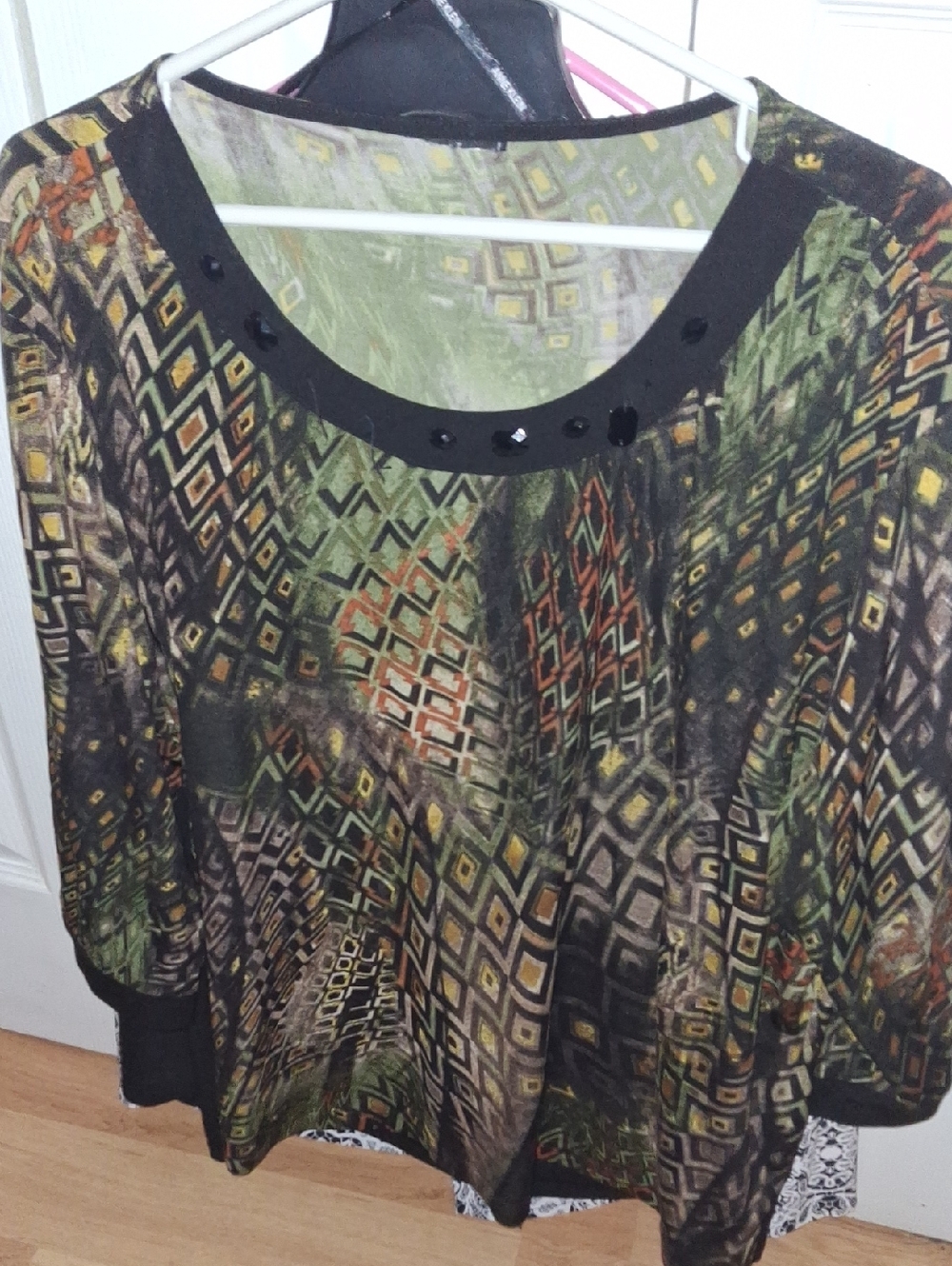 Lane Bryant Green Multi-Print Embellished Tunic